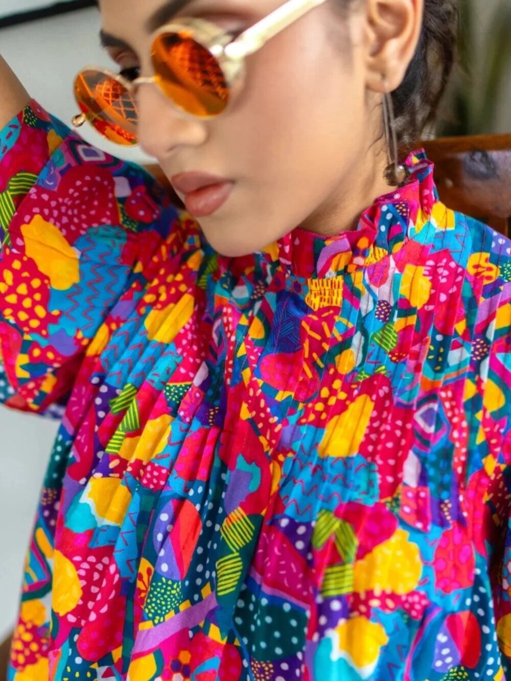 Sohana Vibrant Flutter Pintuck Top XS Bohemian Resortwear - Picture 2 of 9